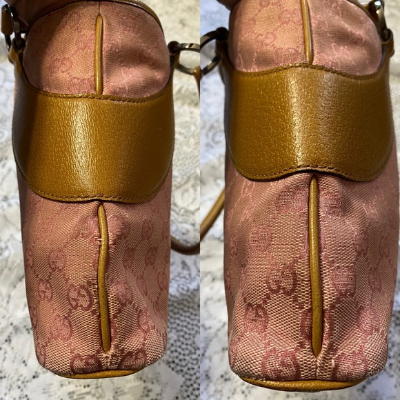 AUTHENTIC GUCCI LIGHT PINK CANVAS GG BODY LEATHER - Picture 10 of 16